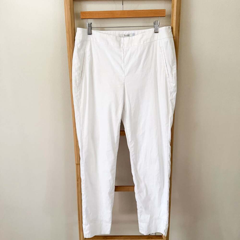 Boden Womens US 10 White Linen Blend Ankle Pants Straight Leg Summer Trousers